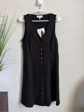 Nation LTD Tierra Mini Dress Black Snap Front Sleeveless NWT Size Small